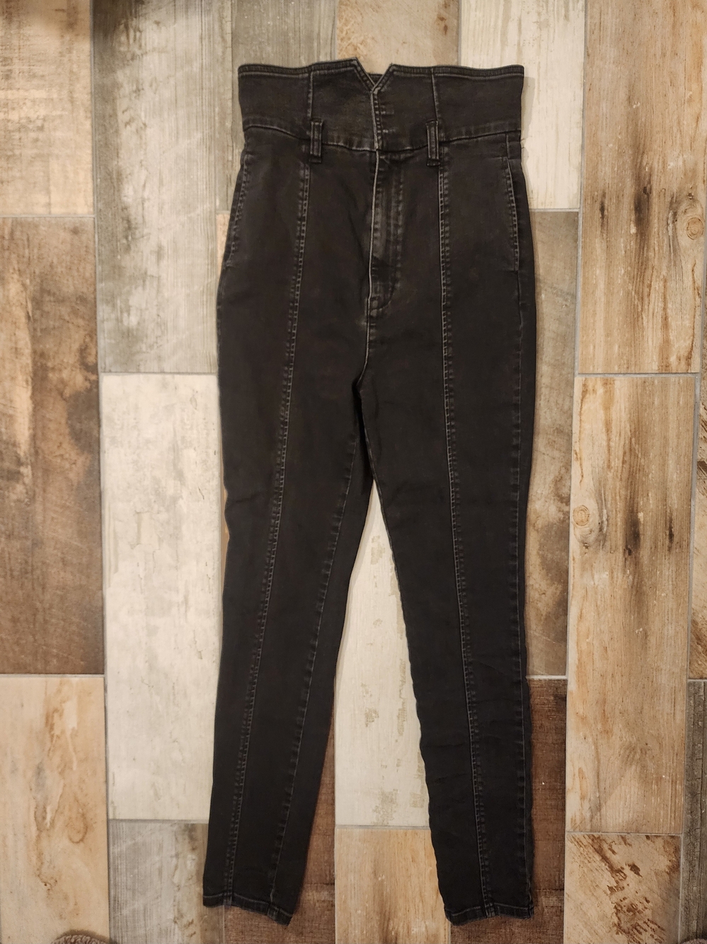 Free People Black High-Rise Skinny Jeans with Center Seams